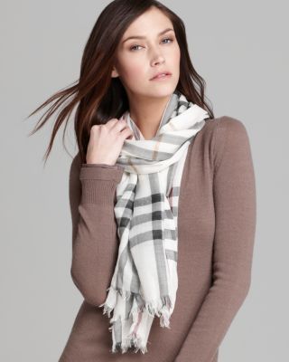 burberry giant check wool & silk gauze scarf