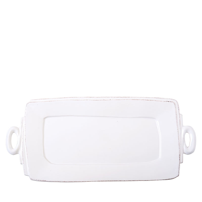 Vietri Lastra Handled Rectangular Platter In White