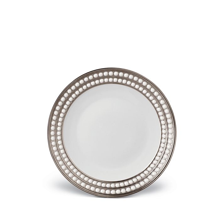 Shop L'objet Perlee Platinum Dessert Plate In Platinum And White