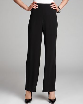 Eileen Fisher Straight Silk Pants with Side Zip | Bloomingdale's