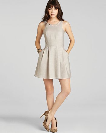 BCBGeneration Women's High Neck Dress – Twill Fabric With Floating Rose Print, Scuba Knit, Halter Neck & Open Back