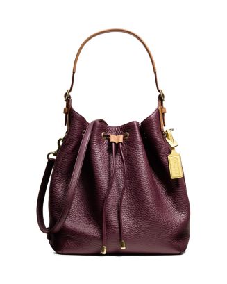 Store Coach Textured Leather Hobo/Crossbody Bag in Eggplant Purple