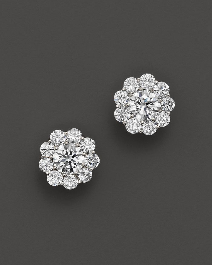 Bloomingdale's Certified Diamond Cluster Stud Earrings In 14k White Gold, 2.50 Ct. T.w. - 100% Exclusive