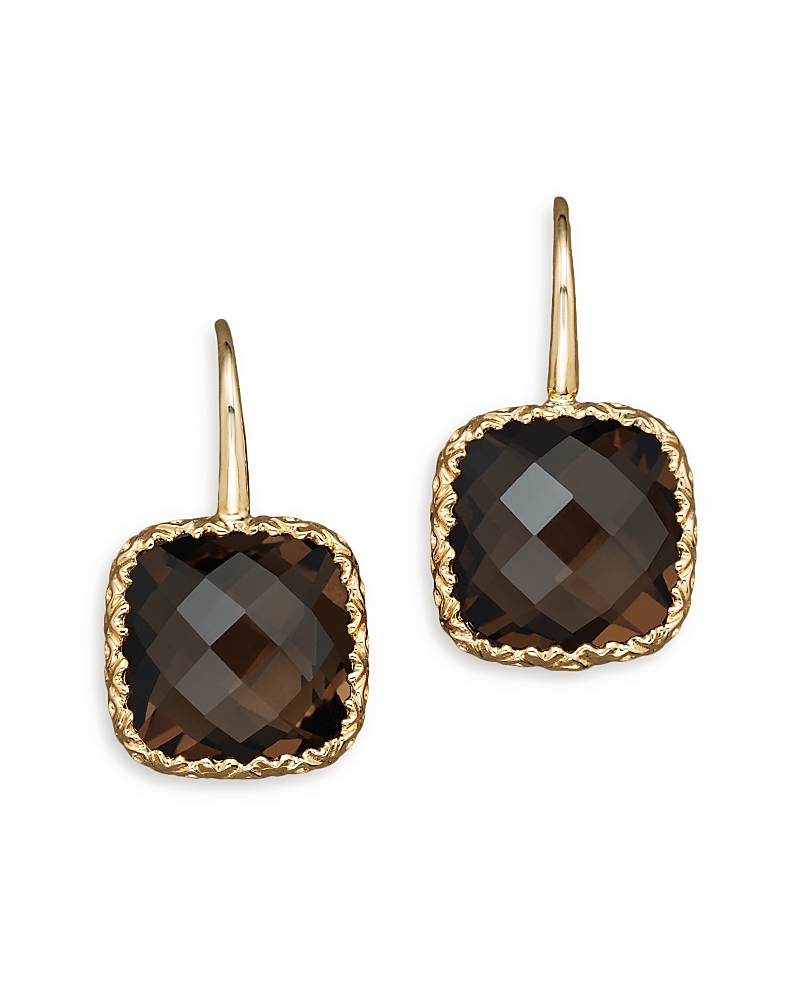 14K White Gold and Smoky Quartz Earrings