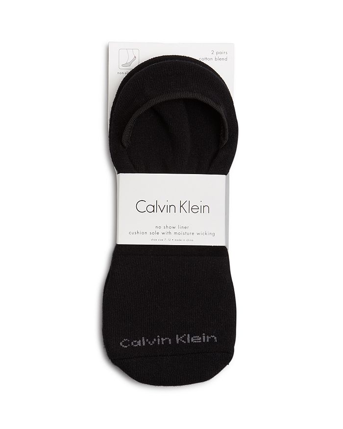 Shop Calvin Klein Low Cut Cushion Sole Socks, Pack Of 2 In Black