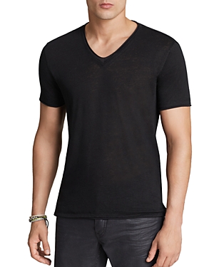 John Varvatos Slim Fit Slubbed V-neck T-shirt In Black