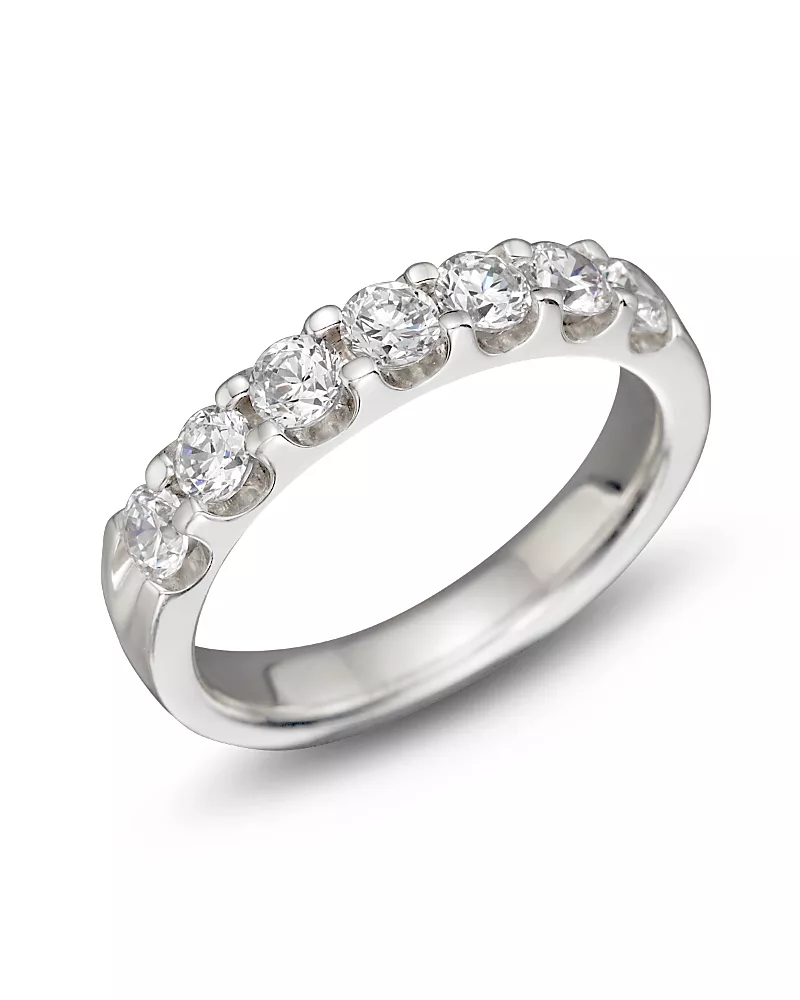Diamond 7 Station Band in 18K White Gold, 1.0 tcw