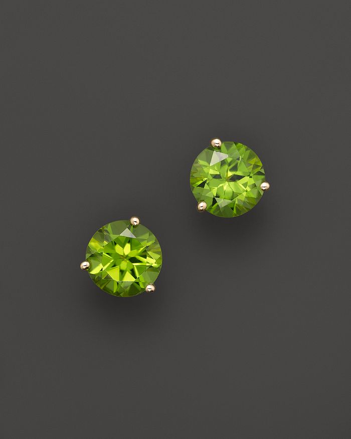 Bloomingdale's Peridot Round Earrings In 14k Yellow Gold - 100% Exclusive In Green