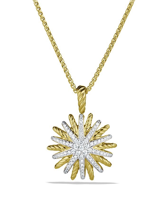 DAVID YURMAN STARBURST SMALL PENDANT WITH DIAMONDS IN GOLD ON CHAIN,N09862D88ADI17