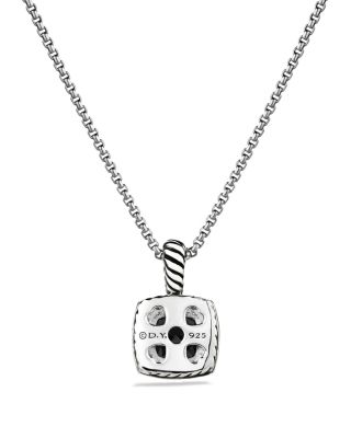 Petite Albion&reg; Pendant Necklace in Sterling Silver with Black Onyx and Diamonds, 7mm
