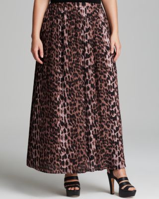 animal print pleated maxi skirt