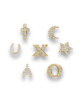 14K Yellow Gold Single Stud Moon Earring