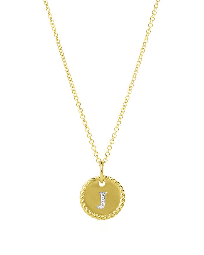 DAVID YURMAN CABLE COLLECTIBLES INITIAL PENDANT WITH DIAMONDS IN GOLD ON CHAIN, 16-18,N08792 88ADI18J