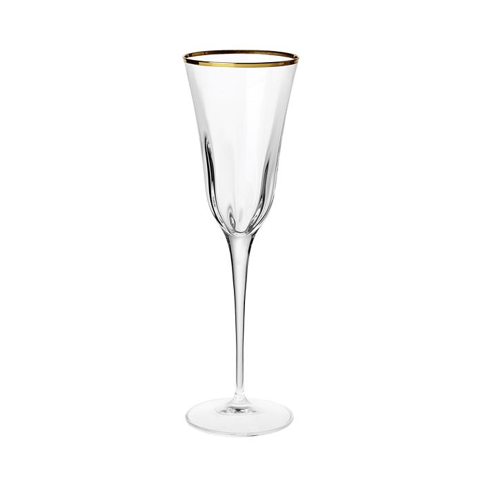 Shop Vietri Optical Gold Champagne Glass In Clear/gold Rim
