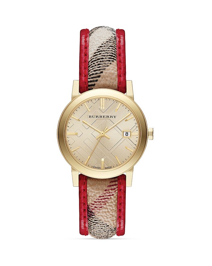 Burberry red watch sales