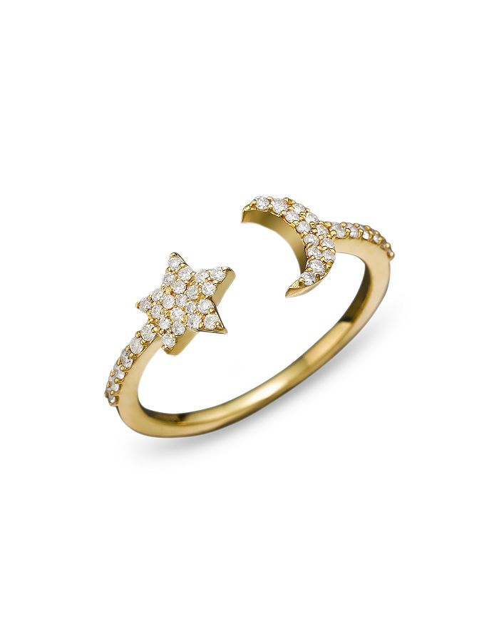 Meira T 14K Yellow Gold Moon & Star Ring with Diamonds | Bloomingdale's