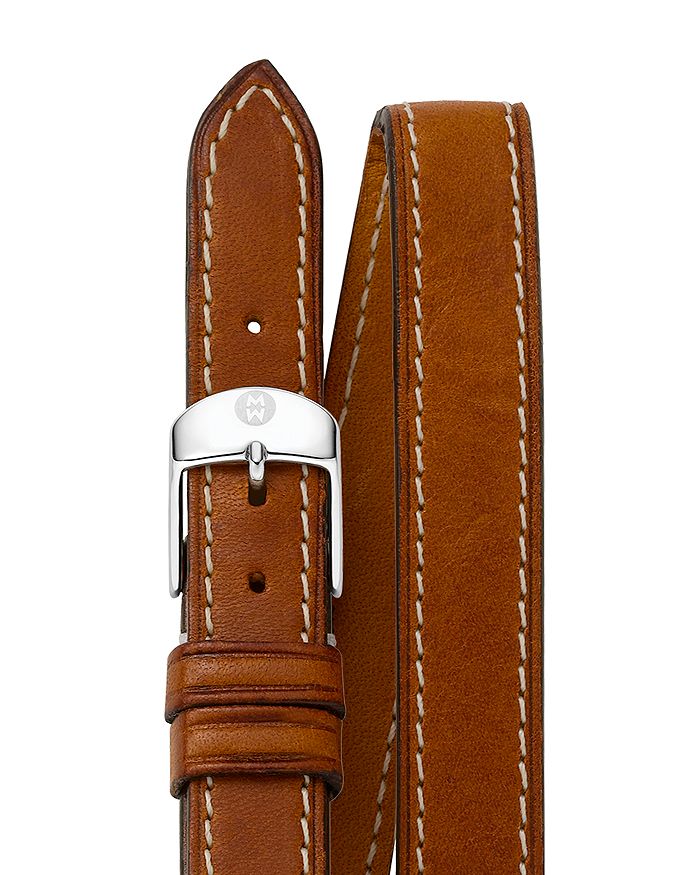 MICHELE DOUBLE WRAP LEATHER WATCH STRAP, 16-18MM,MS16BX270