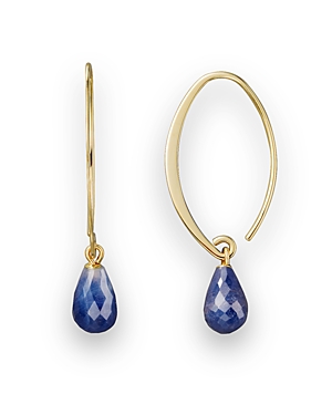 14K Yellow Gold Simple Sweep Earrings with Sapphire - 100% Exclusive