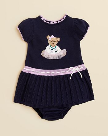 Hartstrings Infant Girls Bear Sweater Dress Bloomers Set