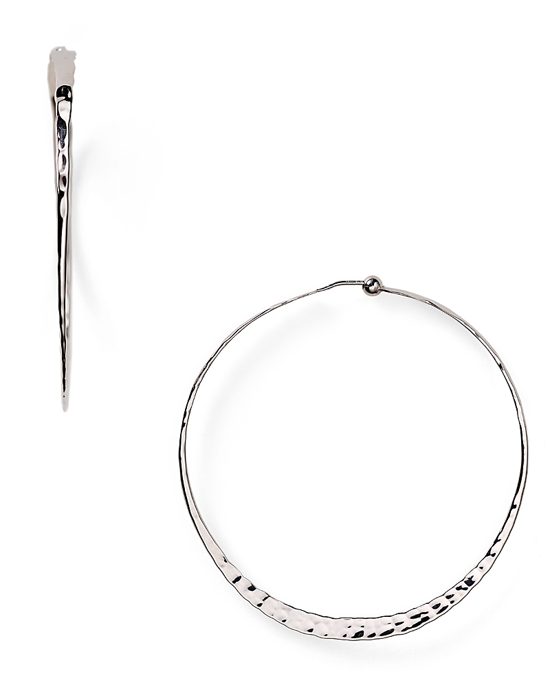 Aqua Sterling Silver Hammered Hoop Earrings
