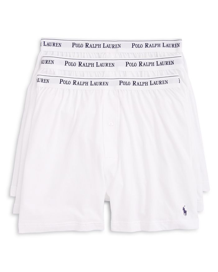 POLO RALPH LAUREN CLASSIC FIT COTTON KNIT BOXERS, SET OF 3,RCKBP3WHD