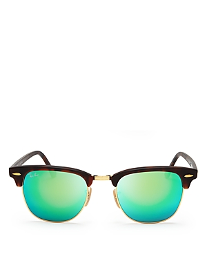 Ray Ban Ray-ban Clubmaster Mirrored Sunglasses, Rb3016 51 In Green Mirror