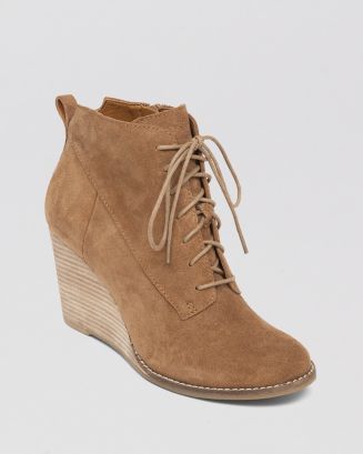 Lace up 2024 wedge booties