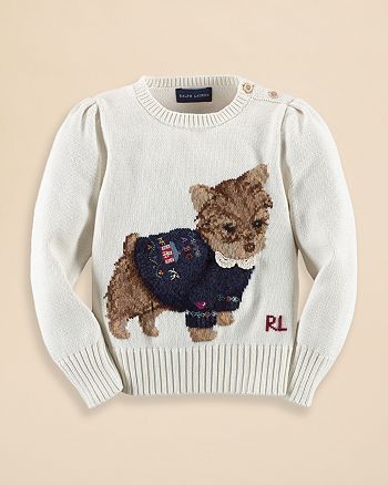 Ralph Lauren Girls' Dog Sweater - Sizes 2-6X | Bloomingdale's