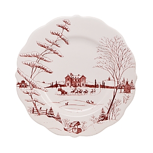 Juliska Country Estate Scallop Dinner Plate Winter Frolic, Christmas Eve Ruby In Burgundy