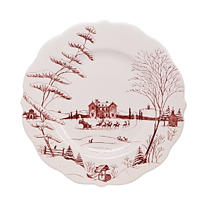 Juliska Country Estate Scallop Dinner Plate Winter Frolic, Christmas Eve Ruby