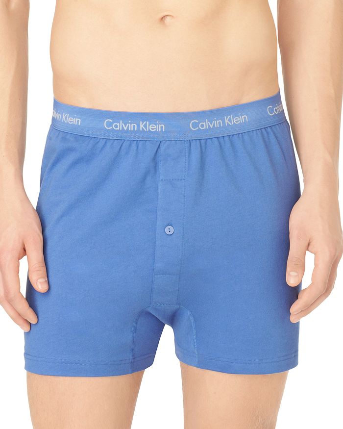Calvin Klein Mens Classic Knit Boxers 3 Pack Nu3040 In Blue Depthswater Reflectionboardwalk