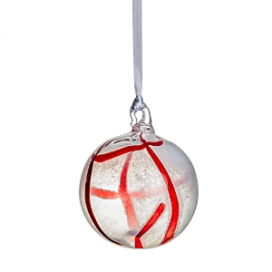 Kosta Boda Contrast Holiday Ornament In White/red