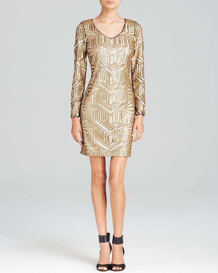 Bloomingdales aqua sequin dress cheap
