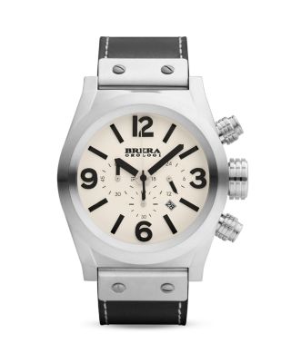 BRERA OROLOGI Eterno Chrono Stainless Steel Watch with Black Leather Strap,  45mm | Bloomingdale's