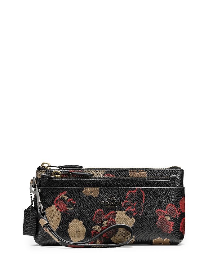 COACH Zippy Wallet with Pop Up Pouch in Floral Print Leather