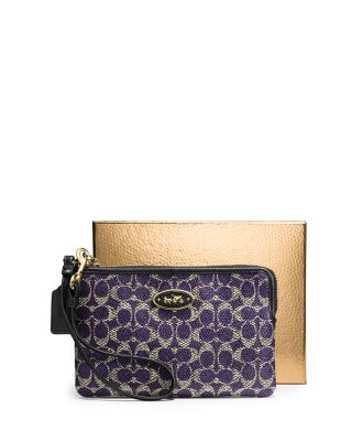 COACH - COACH Small L-Zip Wristlet in Signature Coated Canvas