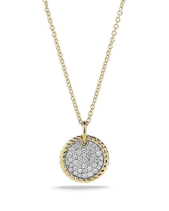 DAVID YURMAN CABLE COLLECTIBLES PAVE CHARM NECKLACE WITH DIAMONDS IN 18K GOLD,N12214D88ADI18