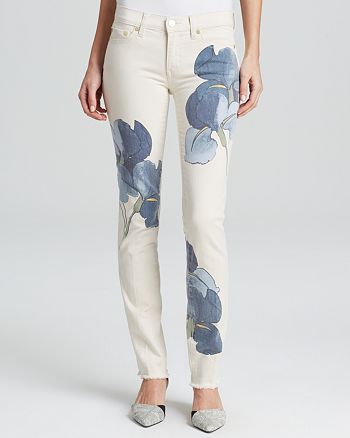 Tory Burch Super Skinny Iris Print Jeans in | Bloomingdale's