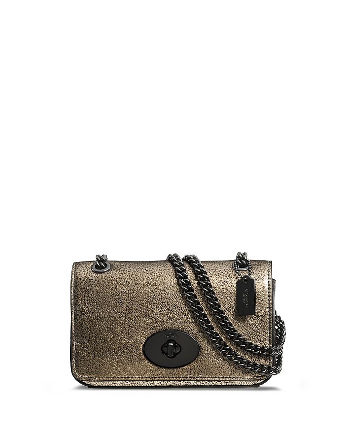 COACH Mini Chain Crossbody in Metallic Leather | Bloomingdale's