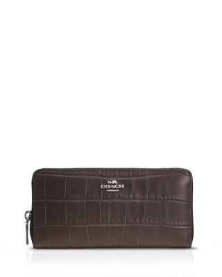 coach accordion zip wallet in croc embossed leather