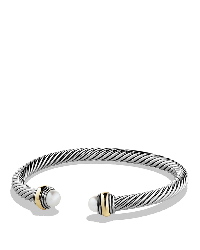 David Yurman Cable Classic Bracelet with Cultured Freshwater Pearl and 14K Gold, 5mm