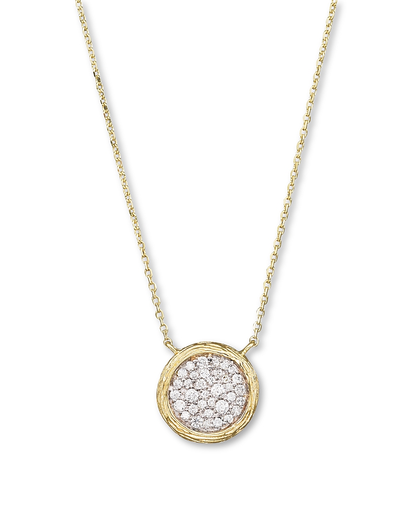Pave Diamond Circle Pendant Necklace in 14K Yellow Gold, 0.35 tcw