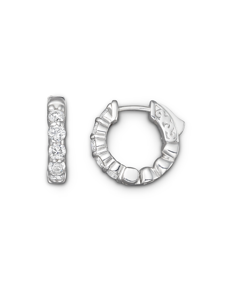 Diamond Hoop Earrings in 14K White Gold, 1.0 tcw