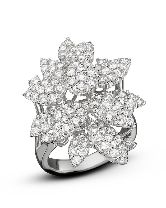 Bloomingdale's Diamond Cluster Flower Statement Ring In 14k White Gold, 3.10 Ct. T.w. - 100% Exclusive