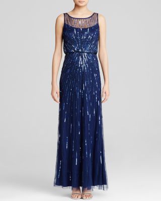 Aidan Mattox Gown - Sleeveless Sunburst Beaded Blouson | Bloomingdale's
