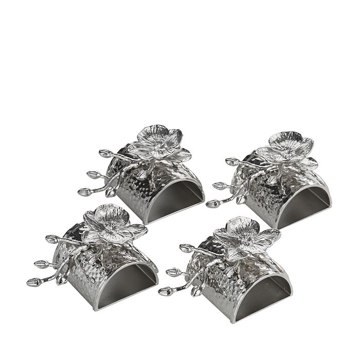 Shop Michael Aram White Orchid Napkin Rings In Silver