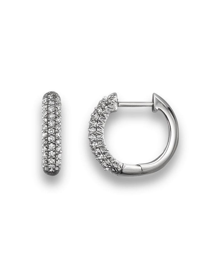 Bloomingdale's Diamond Hoop Earrings In 14k White Gold, .20 Ct. T.w.