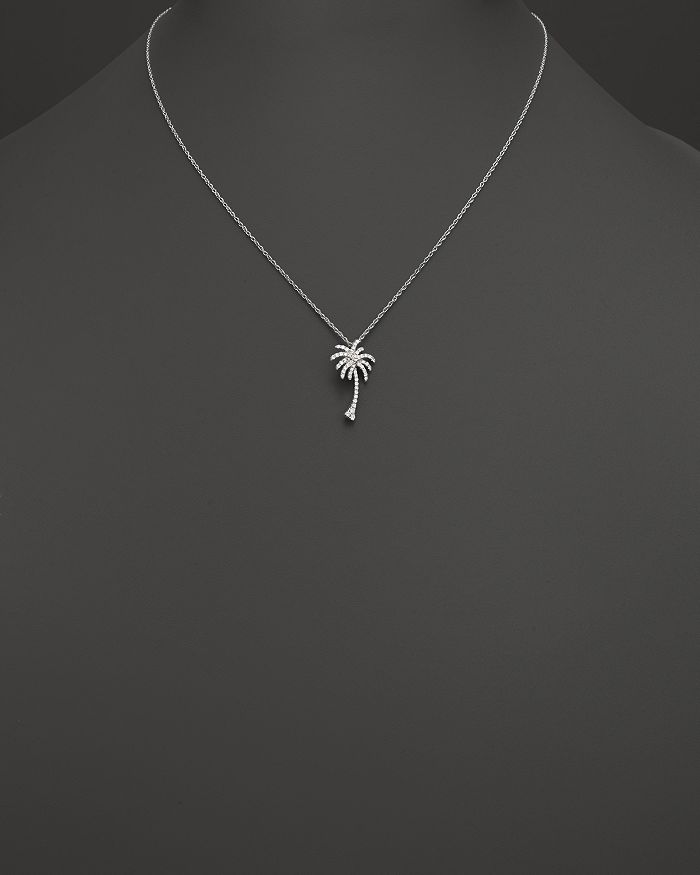 Shop Bloomingdale's Diamond Palm Tree Pendant Necklace In 14k White Gold,.25 Ct. T.w. - 100% Exclusive