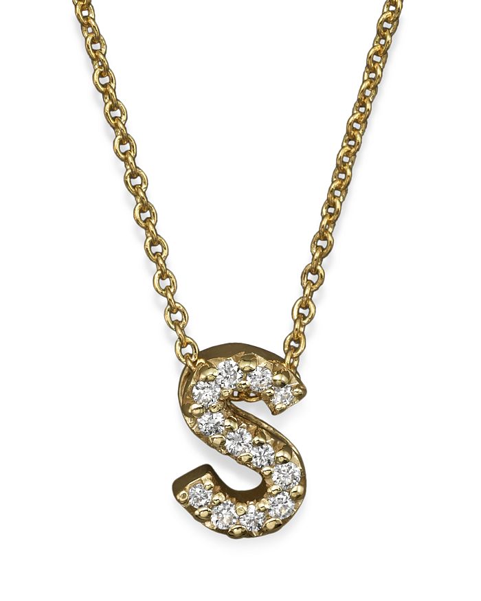 Shop Roberto Coin 18k Yellow Gold And Diamond Initial Love Letter Pendant Necklace, 16 In S