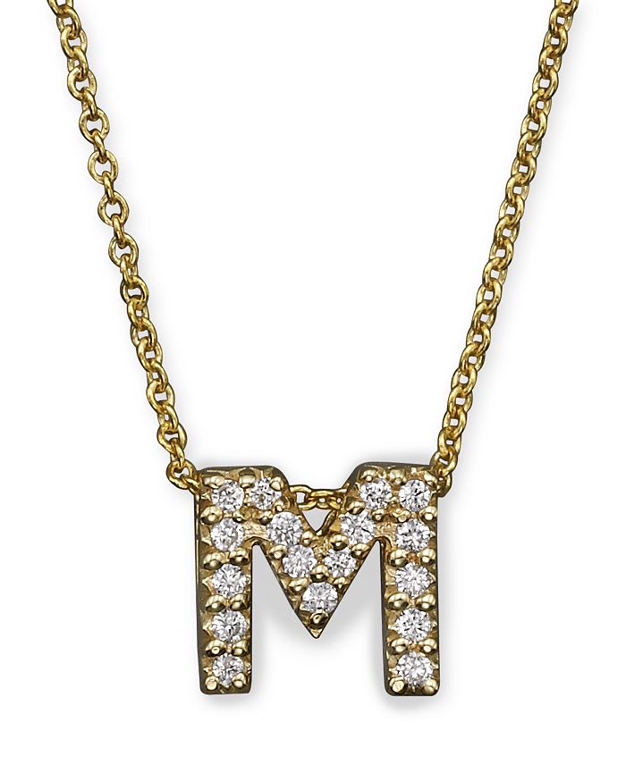 Shop Roberto Coin 18k Yellow Gold And Diamond Initial Love Letter Pendant Necklace, 16 In M